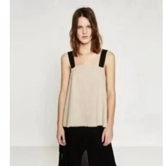Zara knit back/ linen front top - Picture 1 of 5